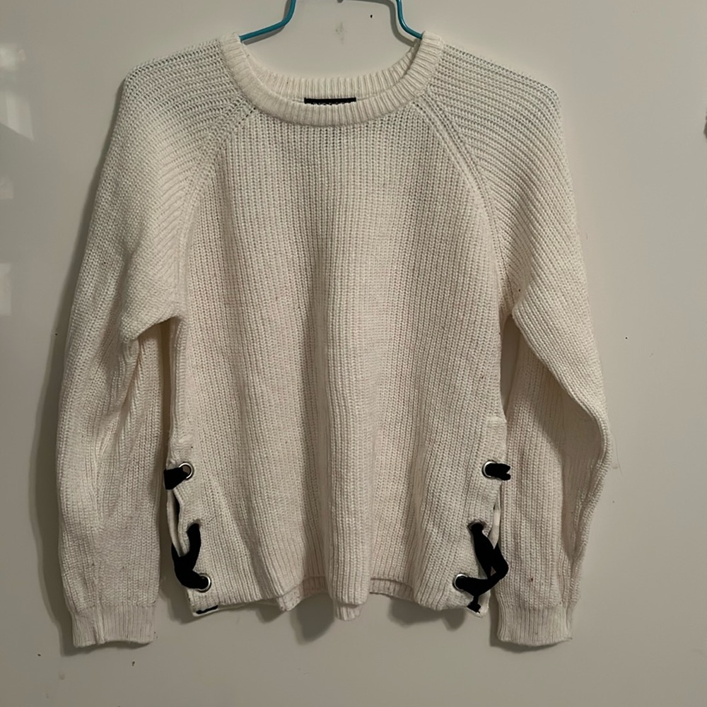 Girl’s 14/16 Limited Too Cream Sweater with Black Ribbons